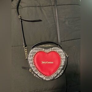 Juicy Couture Black and Red Heart Crossbody Bag
